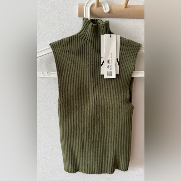 Zara Tops - Zara Olive Ribbed Sleeveless Mock Neck Tank